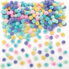 Baker Ross pastellfarbene selbstklebende Pompons – Packung mit 250 Stück, Frühlings-Pompons, Basteln für Kinder (FC351)