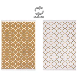 jimri Teppich Läufer - Boho Kelim Teppich, Wohnzimmerteppich, Schlafzimmer, und Küchenteppich, Flur Teppich, 140 x 200 cm Morocco-Gold-Weiß, - Gold