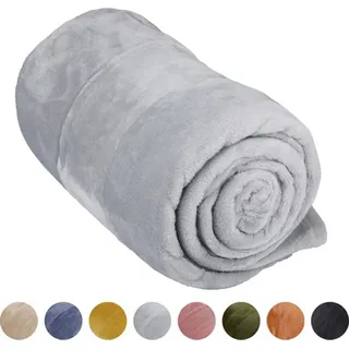 Arti Casa Fleecedecke 150 x 200 CM Tagesdecke - Kuscheldecke - Sofa Überwurfdecke - 1-Personen Sofadecke - Dekoration Wohnzimmer - Waschmaschinenfest - Grau - Fleece/Polyester - Grau