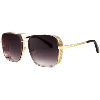 FEISEDY Vintage 70er 80er Sonnenbrille Herren Square Steampunk Brille B2894 | Damen Retro-Mode, Metall Rahmen, UV400 Schutz