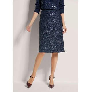 Sommerrock MADELEINE "Paillettenrock Schlanker Pencil-Skirt mit Wendepailletten", Damen, Gr. 36, blau (marine), Obermaterial: 97% Polyester PES. 3% Elasthan EL., Modern, normal, Röcke Sommerrock