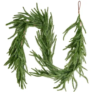 Vevor Weihnachtsgirlande, 1524 mm, realistische Norfolk-Kieferngirlande, Tannengirlande, künstliche Grüngirlanden, für die Weihnachtsdeko im Innen- & Außenbereich auf Tisch, Kaminsims & Kamin