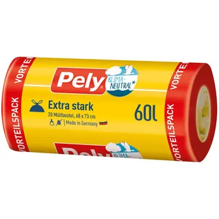 Pely Zugband Müllbeutel Extra stark klimaneutral 60 Liter 20 Stück