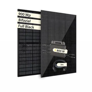 VALE Balkonkraftwerk Bifazial 900 Wp Full Black - Marstek-M2-800 Wechselrichter - Solaranlage - Hochwertiges Solarpanel Set - 3m AC-Kabel