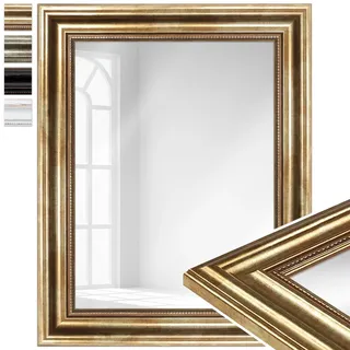 WANDStyle Kleiner Spiegel Gold, Barock Spiegel, Kleiner Wandspiegel Vintage 40x50 cm, Hängespiegel klein, Badspiegel Holz, Flurspiegel Wand, Standspiegel, Mirror H550 - Made in Germany