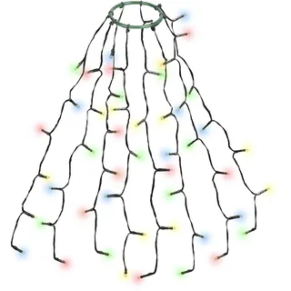 salcar 0,6m Christbaumbeleuchtung mit Ring und 8 Girlanden, 48er LED Überwurf Lichterkette Weihnachtsbaum Wasserdicht Weihnachtsbeleuchtung für 60cm, 90cm, 120cm, Tannenbaum - Bunt