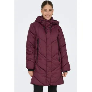 Steppmantel ONLY "ONLMOLLY PUFFER COAT CS OTW", Damen, Gr. S, rot (port royale), Web, Obermaterial: 100% Polyester, unifarben, Mäntel Steppmantel