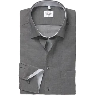 Langarmhemd MARVELIS, Herren, Gr. 44, N-Gr, schwarz, Web, Obermaterial: 100% Baumwolle, normal, Manschette, Hemden Langarmhemd, Businesshemd, modern fit, bügelfrei