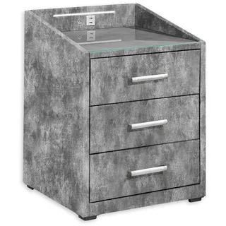 ed exciting design Nachtkonsole Moon, mit LED-Beleuchtung und USB-Anschluss B/H/T: 47 x 61 46 cm, Microvelours, 3 grau Nachtkonsolen Nachtkommoden Nachttische Tische