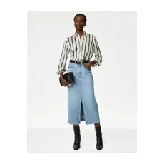 Womens M&S Collection Denim Midi Skirt - Light Indigo, Light Indigo - 6-LNG