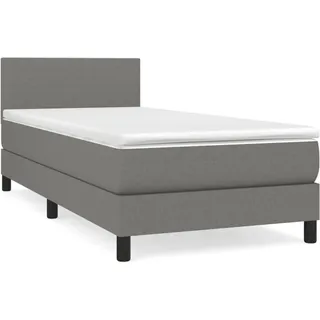 vidaXL Boxspringbett mit Matratze Dunkelgrau 100x200 cm Stoff