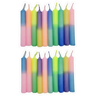 GLOWYBOX Geburtstagskerzen für Kerzenring Kerzen für Kindergeburtstag bunte Kinderkerzen Geburtstagszug Minikerzen bunt Baumkerzen bunt neon dip Dye Kerzen regenbogen pastell (20)