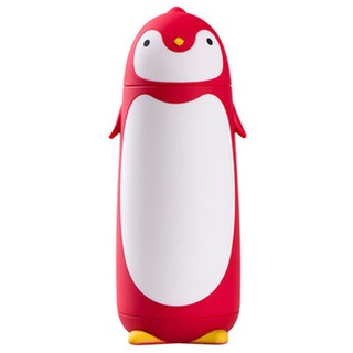 AioTio Edelstahl-Thermobecher in niedlichem Pinguin-Design 280 ml (Rot)