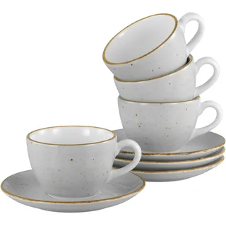 Creatable, 34037, Serie Vintage Nature Stein, 8-teiliges Geschirrset für 4 Personen, Kaffeetassen Set aus Porzellan, spülmaschinen- und mikrowellengeeignet, Made in Europe