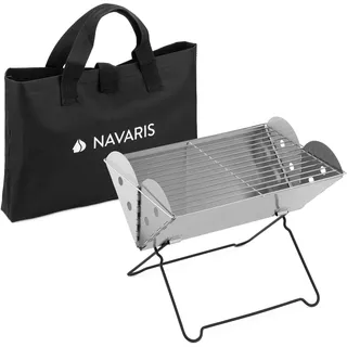 Navaris Klappbarer BBQ-Grill 35x26,5x24,5 cm silber