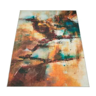 Paco Home Teppich Wohnzimmer Schlafzimmer Flachgewebe Modern Abstrakt Vintage Waschbar 120x160 cm,