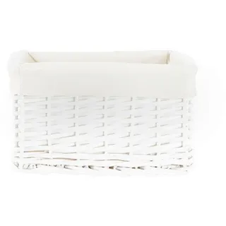 Landscape Regalkorb , Weiß , Textil , Weide , rechteckig , 27x18x31 cm , Innenfutter , Ordnen & Aufbewahren, Dekoboxen & Aufbewahrungsboxen, Regalboxen & Stehsammler