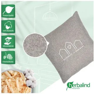 herbalind Zirbenkissen »Happiness is Homemade - Flanell in grau 30x30 mit Reißverschluss« 100% Baumwolle mit Zirbe Füllung - Handmade in Germany, beige
