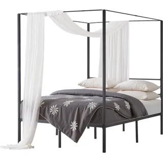 VEVOR Himmelbettrahmen (Full Size), Metallhimmelbett mit Himmelbett-Design (363 kg belastbar), robuste Stahllattenstütze (Quadrat), Stauraum unter dem Bett, kein Boxspring erforderlich, Schwarz