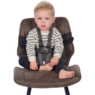 Original Dooky Travel Chair - Baby Reise Hochstuhl Sicherheitsgurt für Unterwegs - Altersgruppe: 6-36 Monate, passend für nahezu jeden Stuhl, kompakt und leicht, 100% Polyester, Schwarz