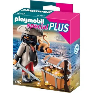 PLAYMOBIL 4767 - Finsterer Pirat mit Schatztruhe - Beige, Grau, Rot, Schwarz, bordeaux