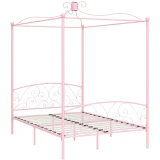 vidaXL Himmelbett-Gestell Rosa Metall 140 x 200 cm - Rosa