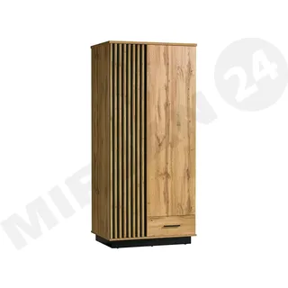 MIRJAN24 Kleiderschrank Piater 01, Industrial Drehtürenschrank, Garderobenschrank, Loft Kollektion (Farbe: Wotan Eiche / Schwarz) - Beige, Schwarz