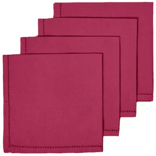 Homescapes Stoffservietten 4er-Set weinrot, 45/45 cm, 100% Baumwolle,
