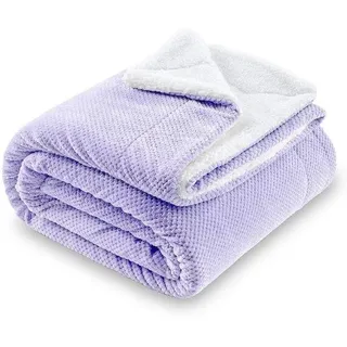 Paars, Superzachte, Omkeerbare Pluche Deken, 220 x 240 cm, Fleece, Lichtgewicht, Warme, für Bett und Sofa - Lila
