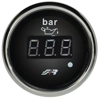 Simoni Racing OP/C Chrome Rim Line Öldruckmessgerät, digitales Öltemperaturmessgerät mit LED-Anzeige für Auto oder LKW, rote Beleuchtung