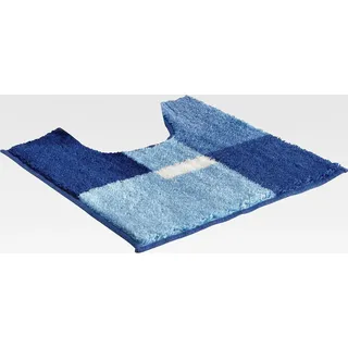 WC-Umrandung mit Ausschnitt Zagori, rutschhemmend blau Größe 50x50 cm - herrlich weich und flauschig, für Fußbodenheizung geeignet (weitere Farben)
