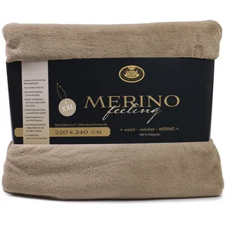 Gözze Merino Wendedecke Kuscheldecke 220 x 240 cm Taupe