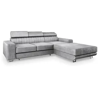 masseno Eckcouch Polyester 3-Sitzer Grau