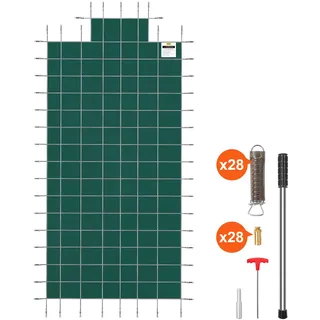 VEVOR Pool Abdeckplane 5,5 x 10,4 m, passend für 4,9 x 9,8 m große, rechteckige, in den Boden eingelassene Winterabdeckplane, grünes Netzgewebe, solide Pool-Sicherheitsabdeckung für Schwimmbad