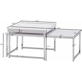 Wohnling Couchtische-Set Holz Weiß