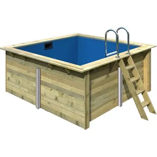 Holzpool SET Rechteck Folie blau 3,50 x 3,20 x 1,24 m - Blau