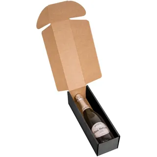 ONLY BOXES Packung mit 4 Geschenk-Etuis mit 1 Flaschen, Karton für Cava oder Champagner, Schwarz, Geschenkkarton