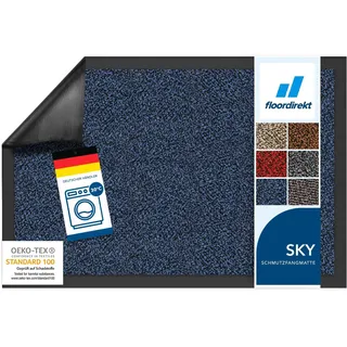 Floordirekt Schmutzfangmatte Rhine - waschbare & leistungsstarke Fußmatte - Sauberlaufmatte mit Rutschfester Rückseite - Türmatte für den Eingangsbereich (Blau (meliert), 120 cm x 180 cm)