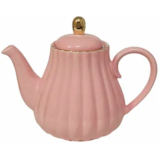 Eplze Strength Porzellan-Kaffeekanne, Keramik-Teekanne, Streifen-Design, Rosa