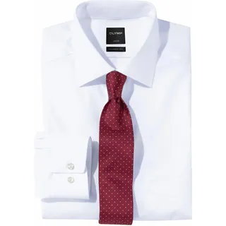 Businesshemd OLYMP "Luxor modern fit", Herren, Gr. 45, Verlängerter Arm, weiß, Web, Obermaterial: 100% Baumwolle, unifarben, Basic, tailliert, verstellbar runde 1-Knopf-Manschette mit Knöpfen, Hemden Businesshemd, extra lange Ärmel, bügelfrei, mit Brusttasche