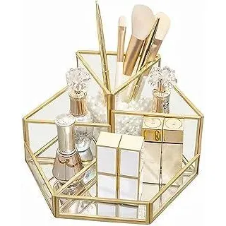 SLHEQING Make Up Organizer, Kosmetik Organizer Glas Pinselhalter, Schminktisch Organizer für Lippenstift, Skincare, Augenkonturenstift, Augenbrauenstift