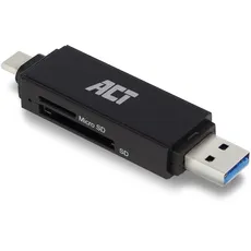 Bild USB C, unterstützt USB und USB C 3.0, Universal SD Kartenleser, Micro SD/SD/SDHC/SDXC/T-Flash, USB C Card Reader SD/micro SD USB-C or USB-A, black Speicherkartenlesegerät, Schwarz