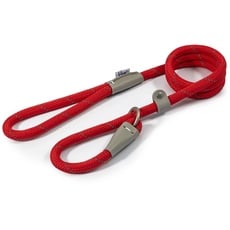 Ancol Viva Retrieverleine, reflektierendes Seil und echtes Leder, 150 x 1,2 cm, Rot