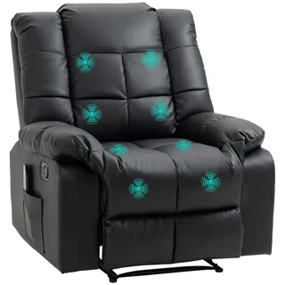 Homcom Massagesessel elektrisch Kunstleder 77 x 99 x 87 cm Schwarz mit Liegefunktion