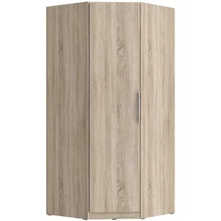 Forte CADIXO Eckschrank 95, Eckkleiderschrank Skandinavisch Drehtürenschrank, 1-türig mit Einlegeböden und Kleiderstange, Holzdekor: Sonoma Eiche, 94 cm breit x 213 cm hoch x 94 cm tief