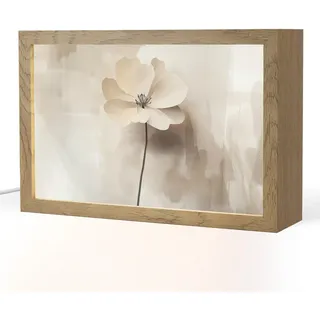 OnlyWow Tischleuchte Blume - Beige - Farbe - Schatten 30x20 cm , Alteiche , Holzwerkstoff , Rechteckig , LED integrated , 30x20x8 cm , Lampen & Leuchten, Innenbeleuchtung, Tischlampen