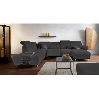 Home Affaire Wohnlandschaft »Manhattan U-Form« 2 Sitze mit elektrischer Relaxfunktion, verstellbare Armlehnen, grau,