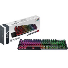 MSI Vigor GK71 Sonic Red FR Mechanische Gaming-Tastatur, AZERTY FR, Sonic Red Switches, ClearCaps, Multimedia-Tasten, ergonomische Handballenauflage, Mystic Light, USB 2.0, volle Größe, Schwarz