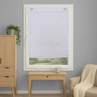 HOME WOHNIDEEN Magnetrollo "ADALIA" mit Hakenaufhängung ohne Bohren und Schrauben bestickt, grau