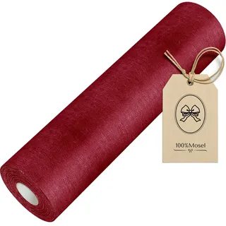 100%Mosel Vlies Tischläufer, in Bordeaux Rot (30 cm x 25 m), dekoratives Tischband, edle Tischdeko für Geburtstage & Hochzeiten, Bunte Dekoration zu besonderen Anlässen